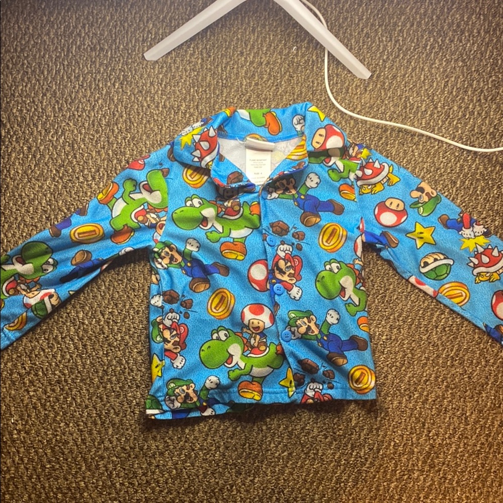 Nintendo Blue Super Mario Kids Pajama Top